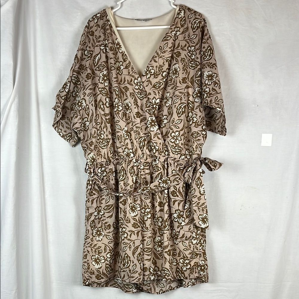 Cream and Brown Baltic Born Floral Cotton Romper